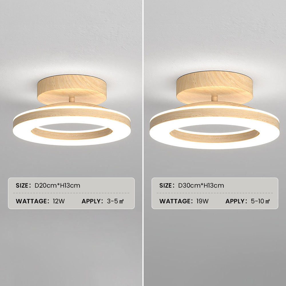 LED-Deckenleuchte mit modernem Holzfinish