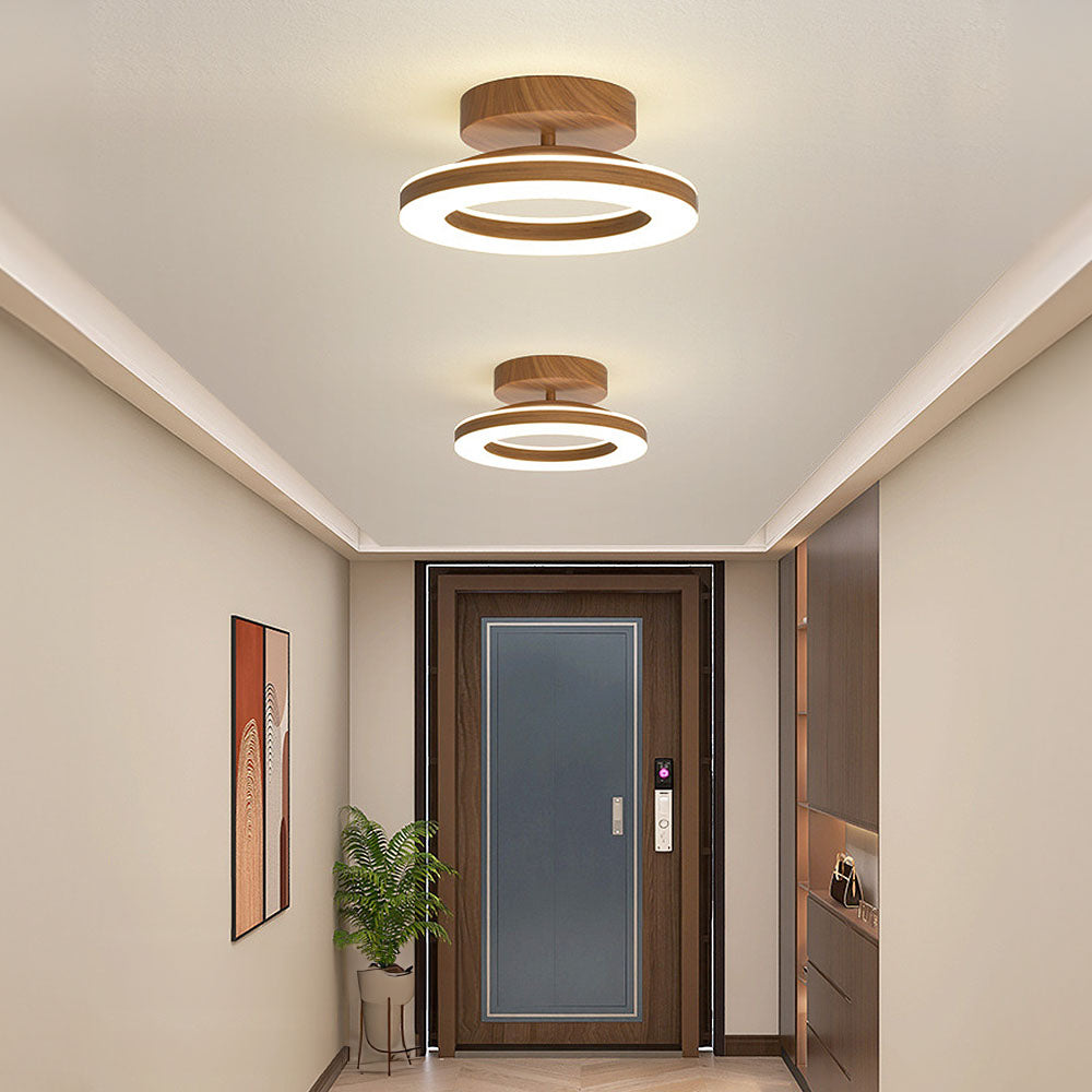 LED-Deckenleuchte mit modernem Holzfinish