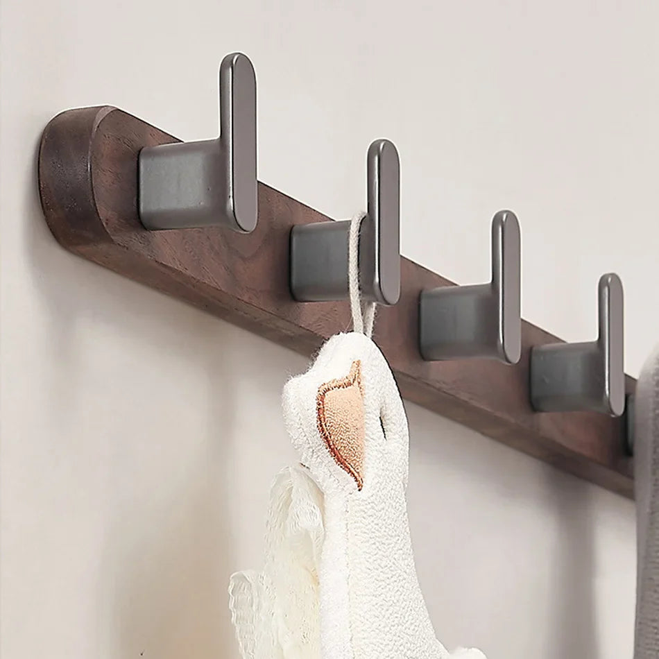 Walnuss Holz Aluminium 3-5 Reihen Wandhaken Badezimmer Handtuchhalter