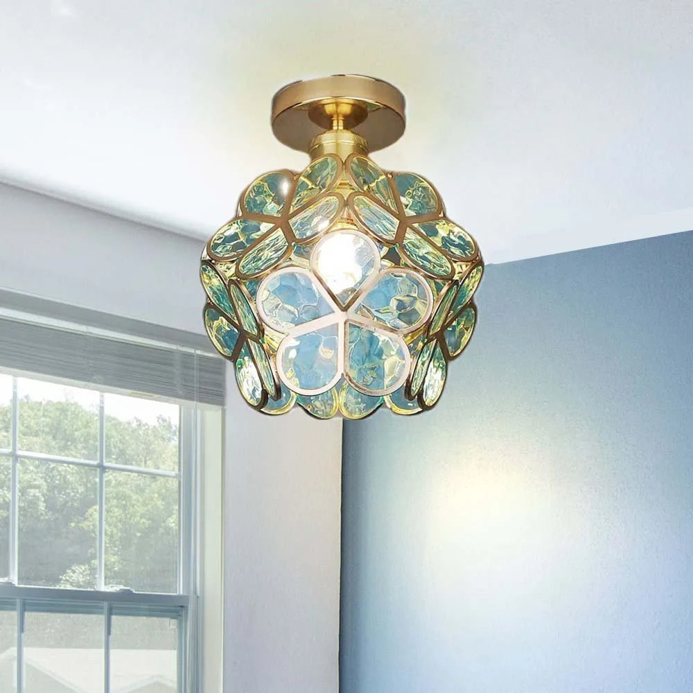 Glas-Deckenleuchte im Blumenstil - Elegante Lampe für den Eingangsbereich