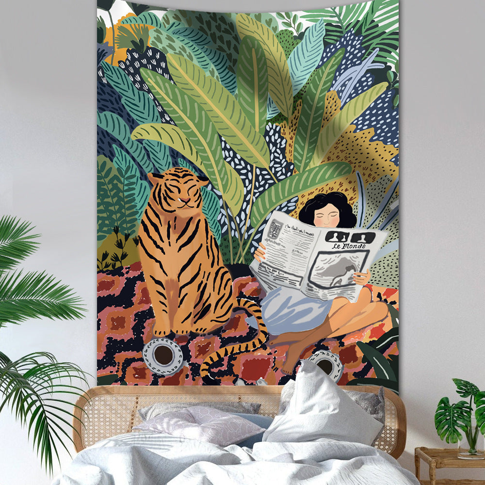 Garduru Tiger & Girl Wandteppich