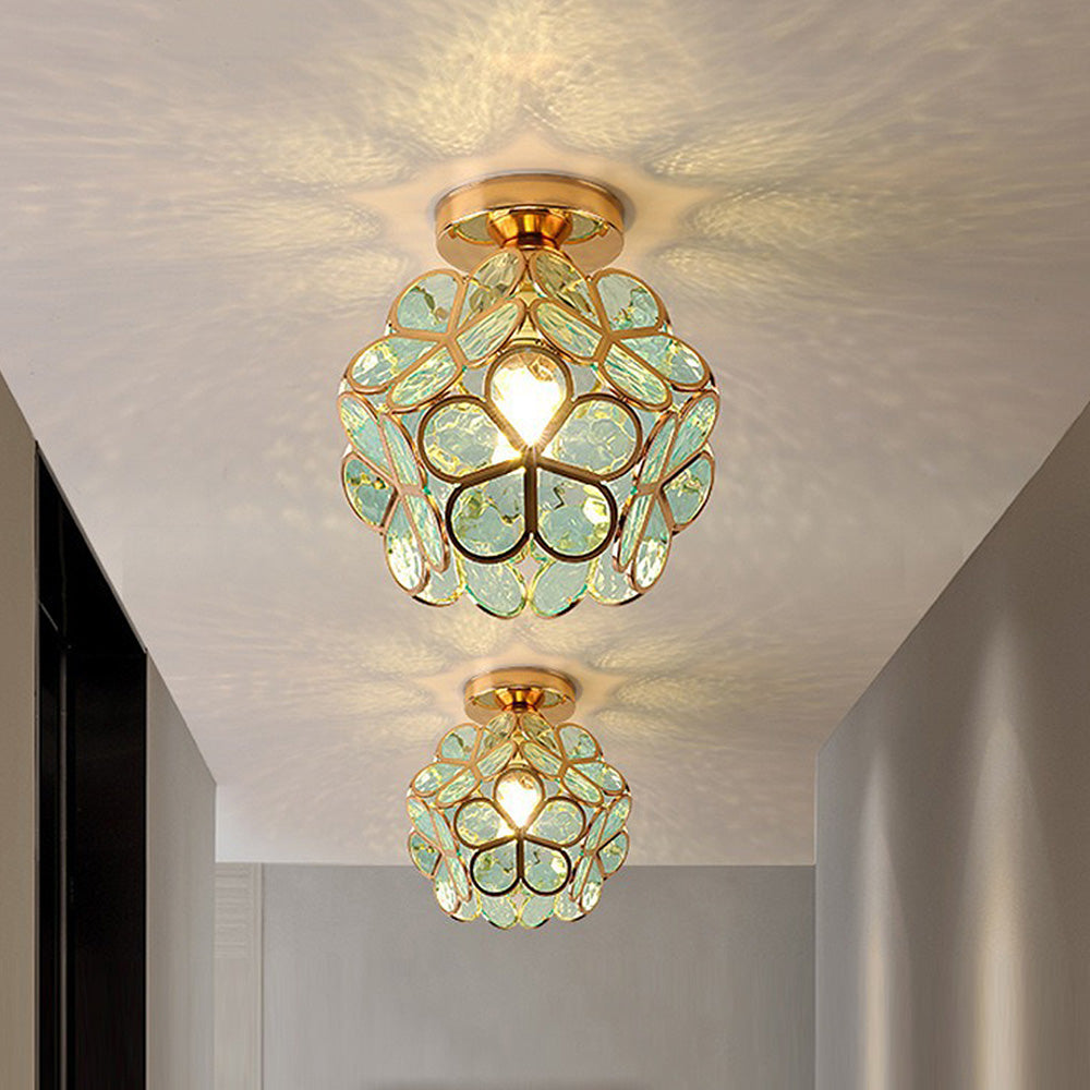 Glas-Deckenleuchte im Blumenstil - Elegante Lampe für den Eingangsbereich