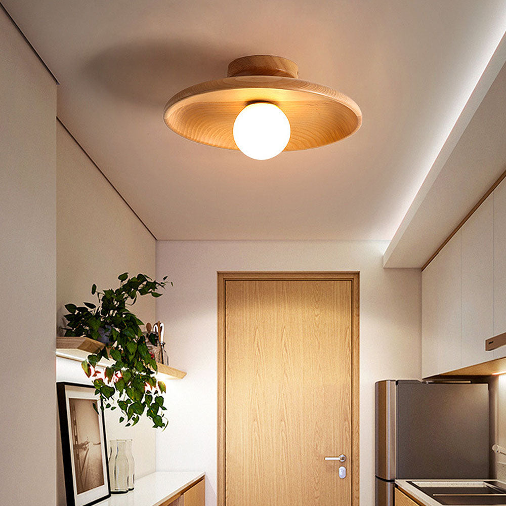 Nordic Wood Minimalistische Runde Deckenleuchte für Flur