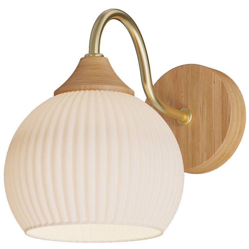 Ozawa Nordic LED Innenwandleuchte Glas Holz Schlafzimmer/Wohnzimmer