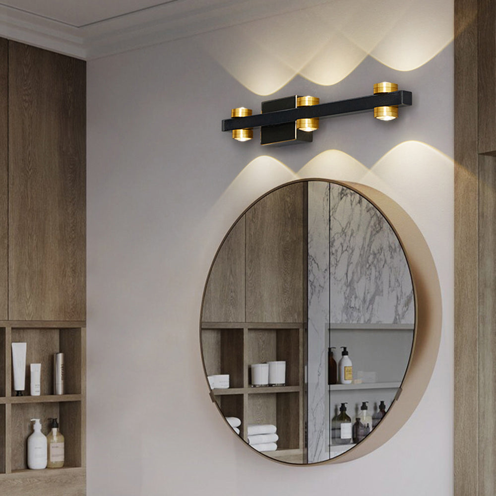 Freja - Moderne LED-Wandleuchte, Schwarz/Gold, Badezimmer, Metall