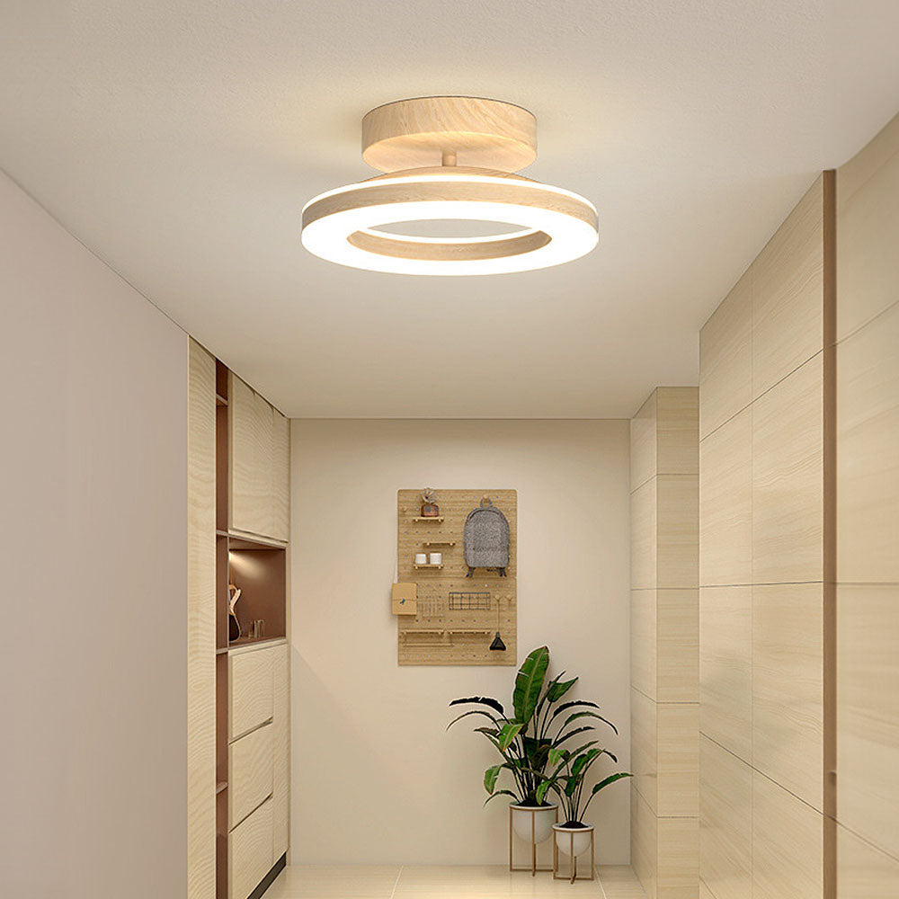 LED-Deckenleuchte mit modernem Holzfinish