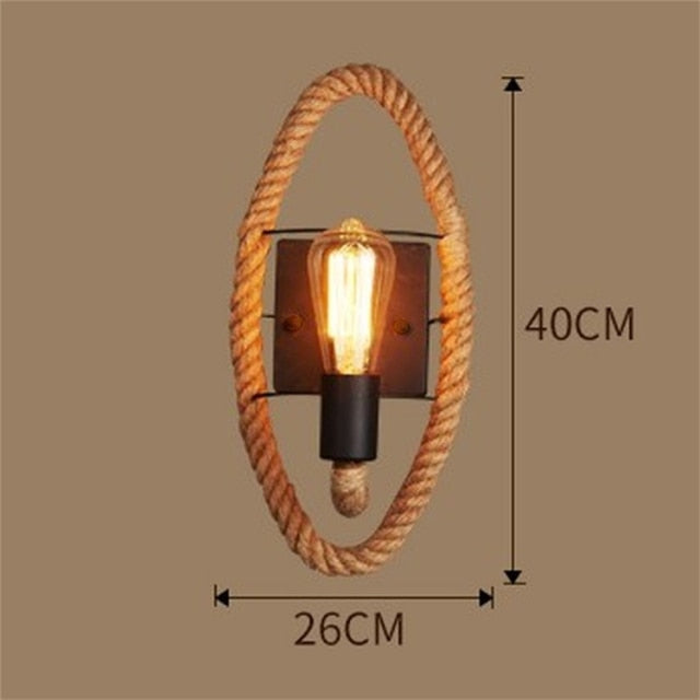 Garduru - Vintage Wandlampe aus Seil und Metall für rustikales Flair