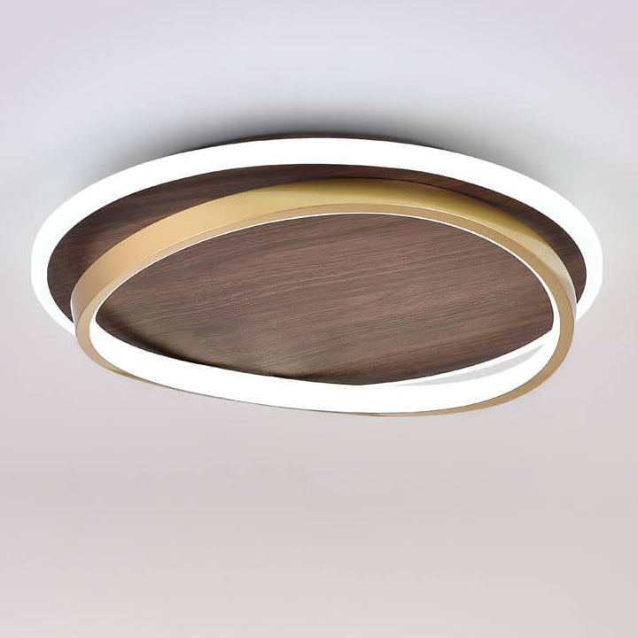 Deckenleuchte mit Walnuss-Finish und LED-Panel