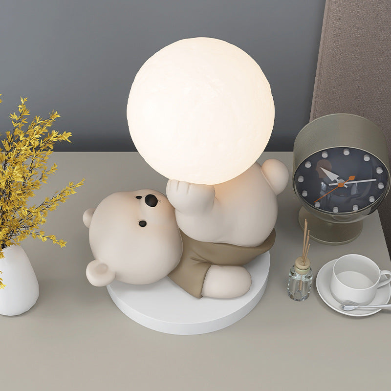 Tischlampe Teddybär mit Mond – Beruhigende Beleuchtung für Kinder und Dekoration