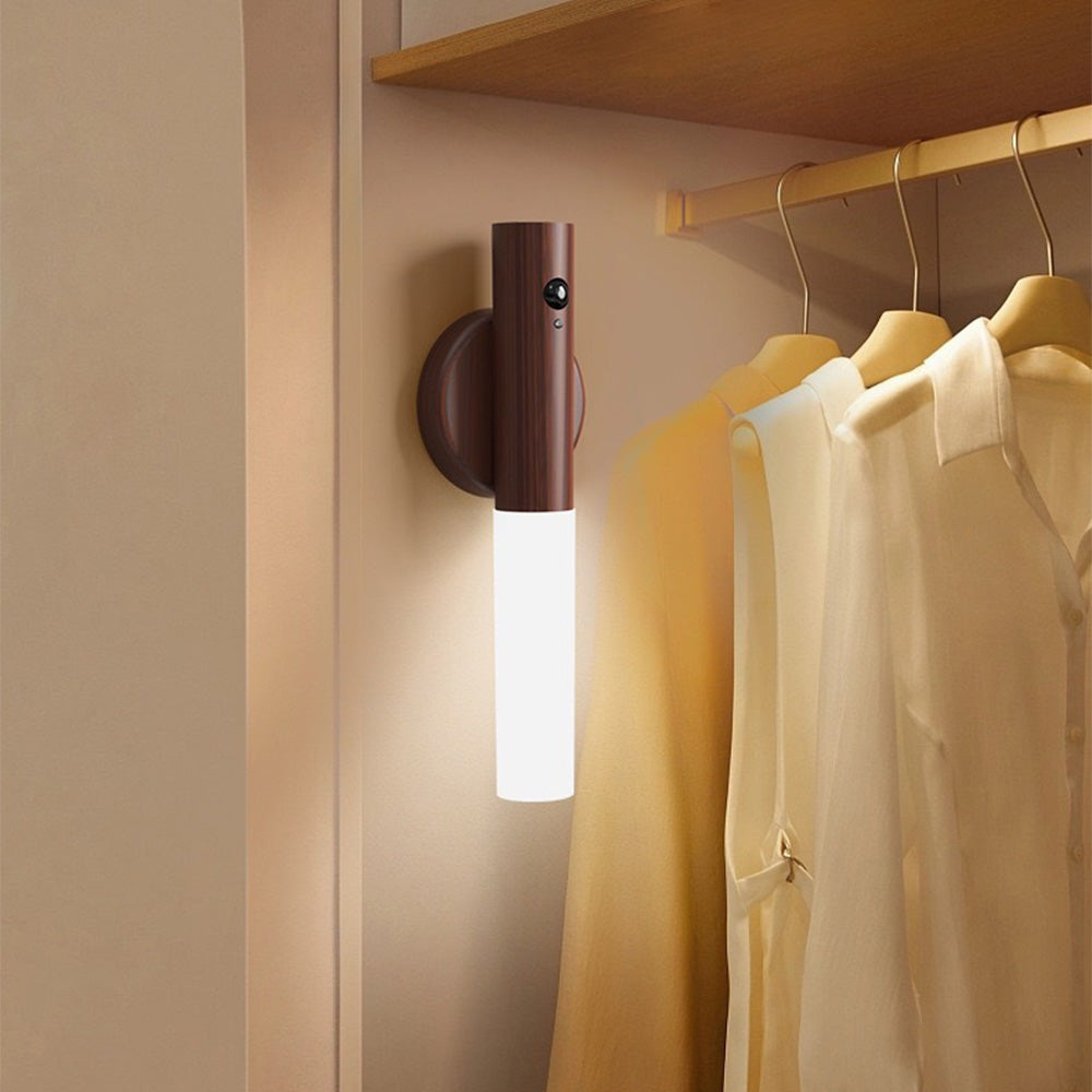 Wandleuchte LED Bewegungsmelder Holzbasislampe