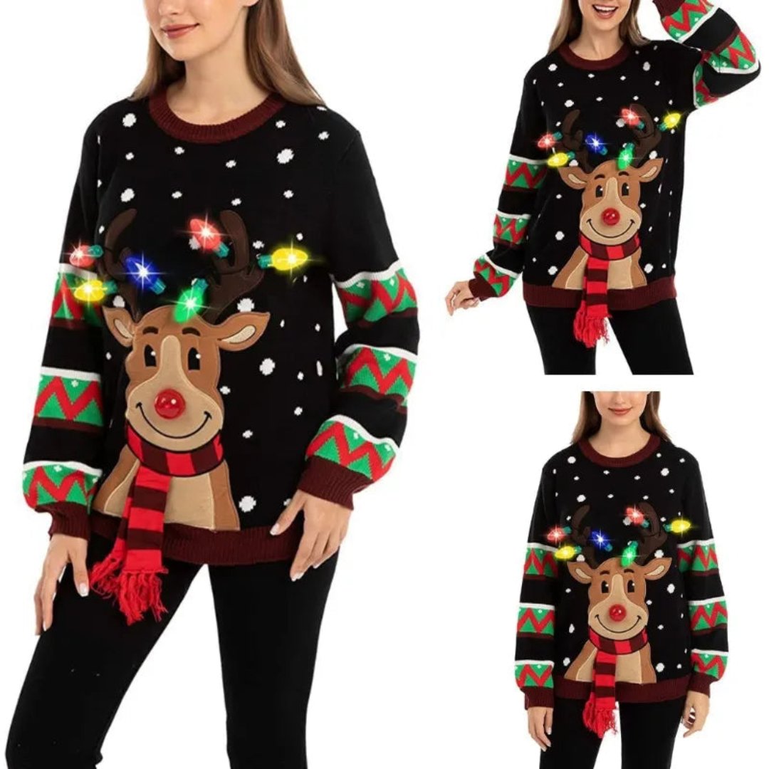 Garduru - Weihnachtspullover mit LED & Rentier-Motiv für die Feiertage