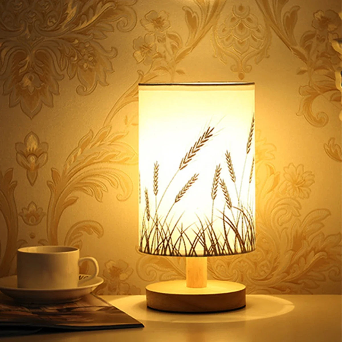 Luminio Tischlampe - USB-betriebene Leinen-Nachtlampe