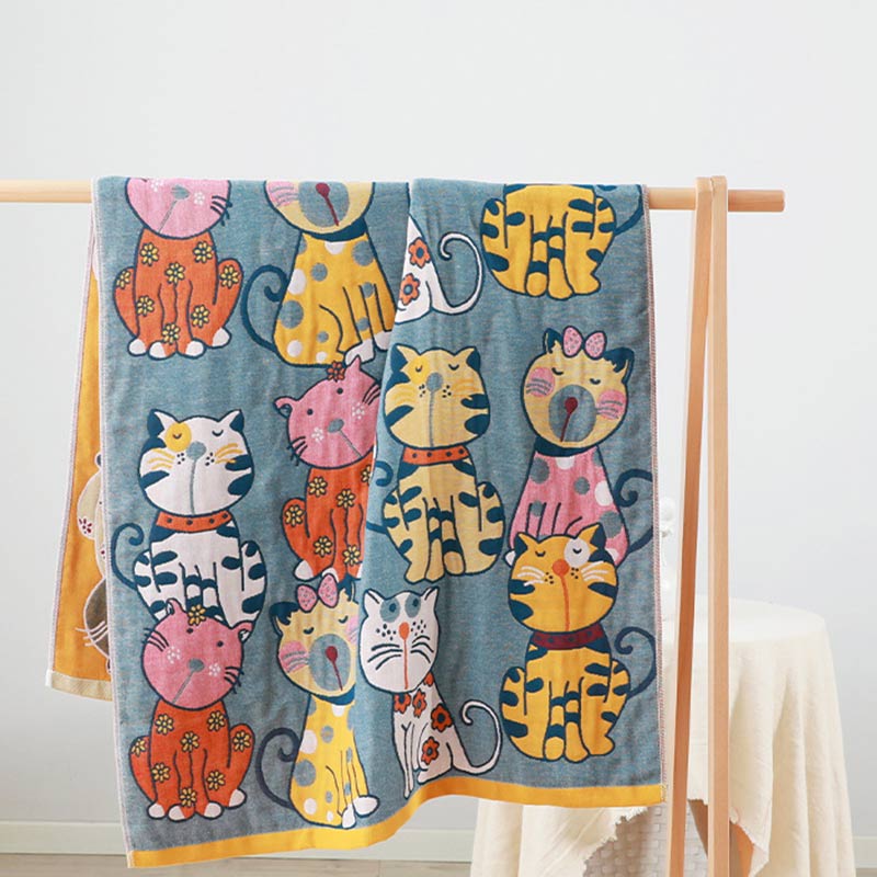 Garduru Cat Baumwoll-Badetuch Babydecke