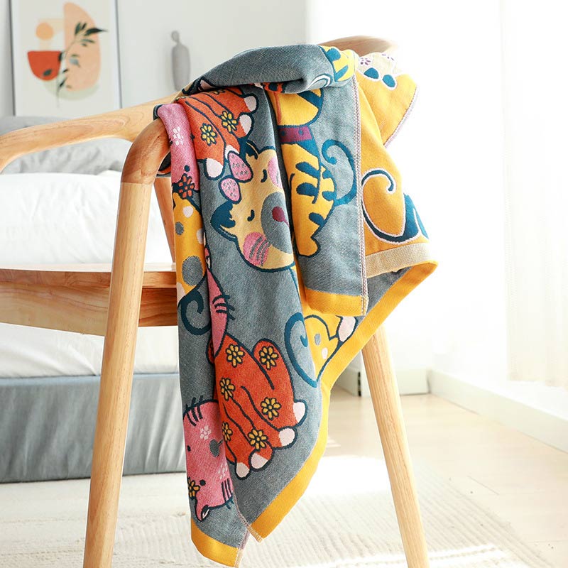 Garduru Cat Baumwoll-Badetuch Babydecke
