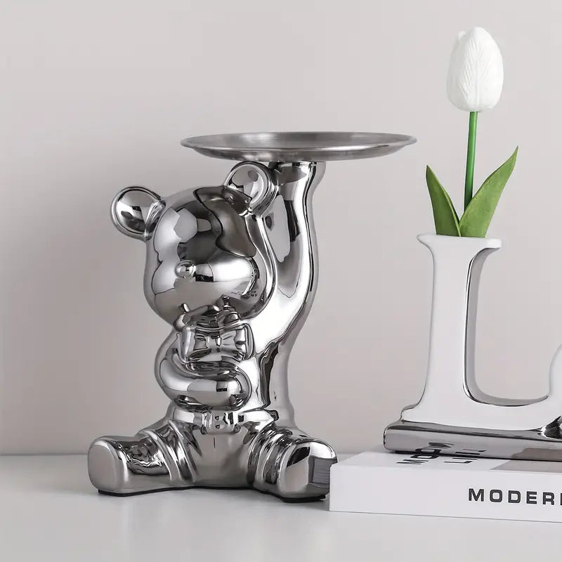 ShineBear – Luxuriöser dekorativer Skulpturenhalter mit glänzender Keramikoberfläche