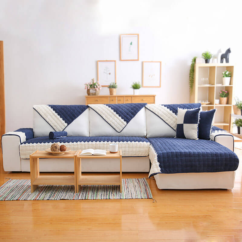 Superweiches Plüschsofaüberzug, rutschfester Ecksofaüberzug, L-förmiger Sofabezug