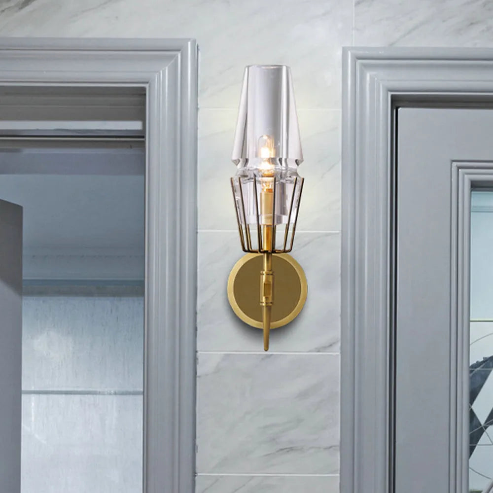 Wandleuchte Modern Messing Glas Wandlampe