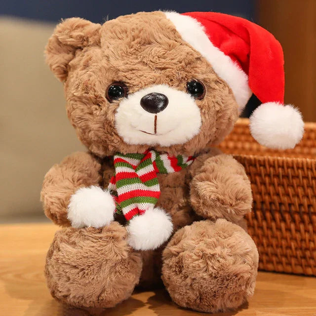 Garduru Bärchen - Niedlicher Plüschbär mit festlicher Weihnachtsmütze und Schal