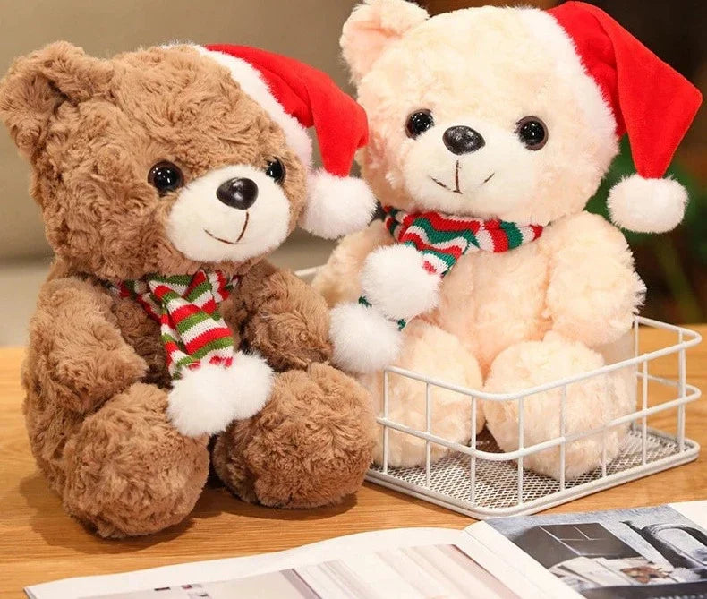 Garduru Bärchen - Niedlicher Plüschbär mit festlicher Weihnachtsmütze und Schal
