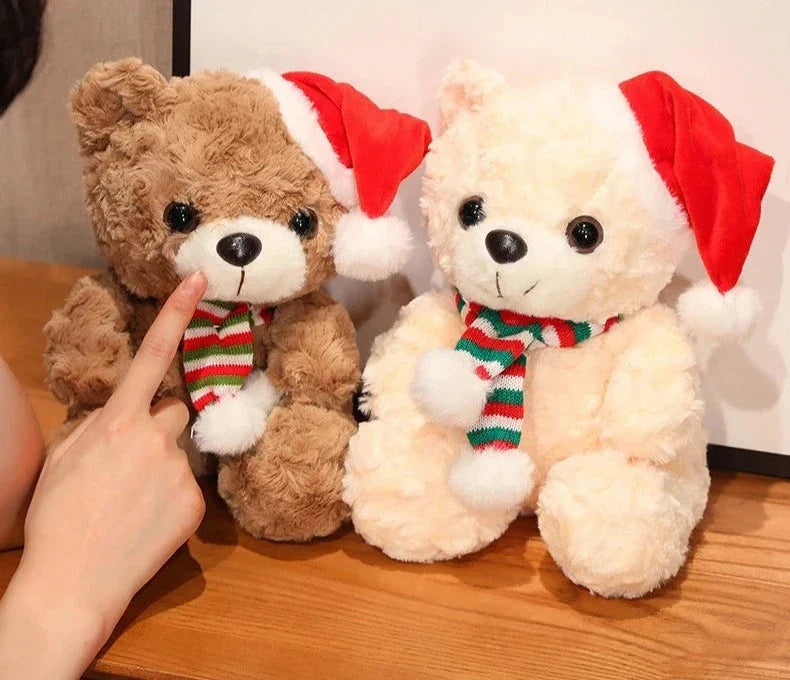 Garduru Bärchen - Niedlicher Plüschbär mit festlicher Weihnachtsmütze und Schal
