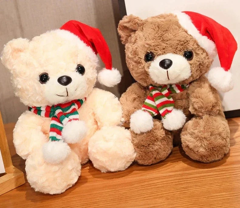 Garduru Bärchen - Niedlicher Plüschbär mit festlicher Weihnachtsmütze und Schal