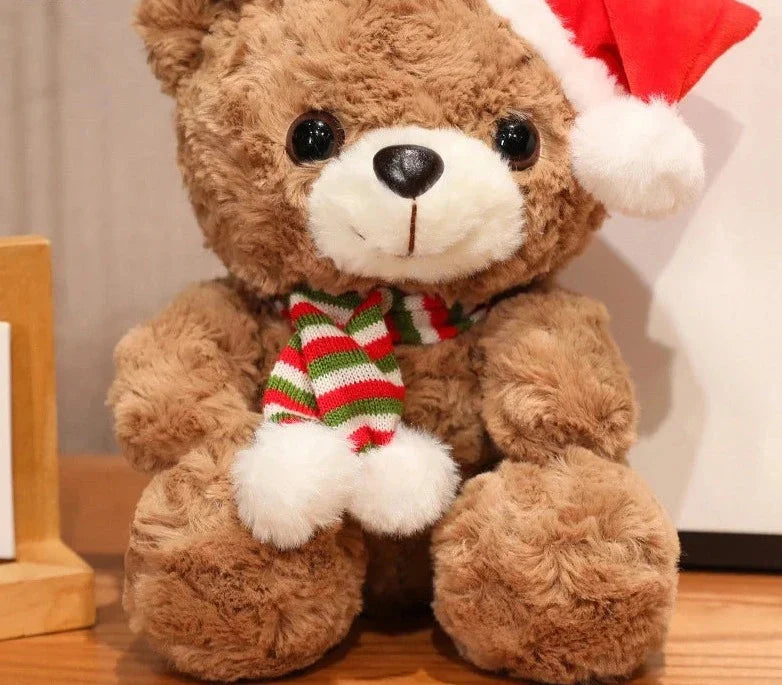 Garduru Bärchen - Niedlicher Plüschbär mit festlicher Weihnachtsmütze und Schal