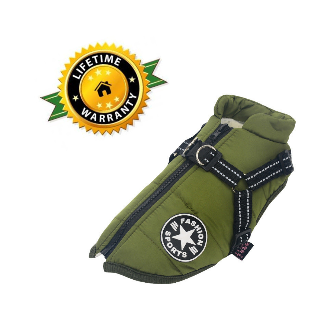 WoofGuard™ - Wasserdichte Winterjacke mit integriertem Gurtzeug