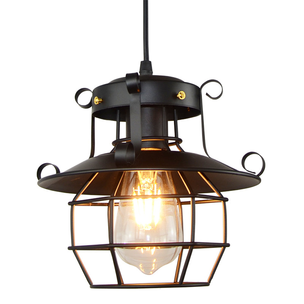 Pendelleuchte Industriel Schwarze Metallkäfiglampe