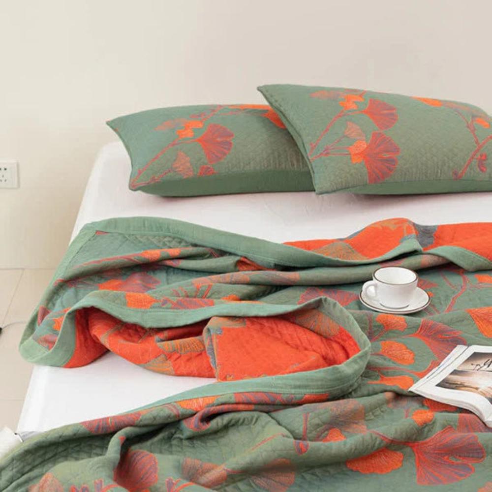 Ginkgo Orange Leaf Floral Pattern Decke