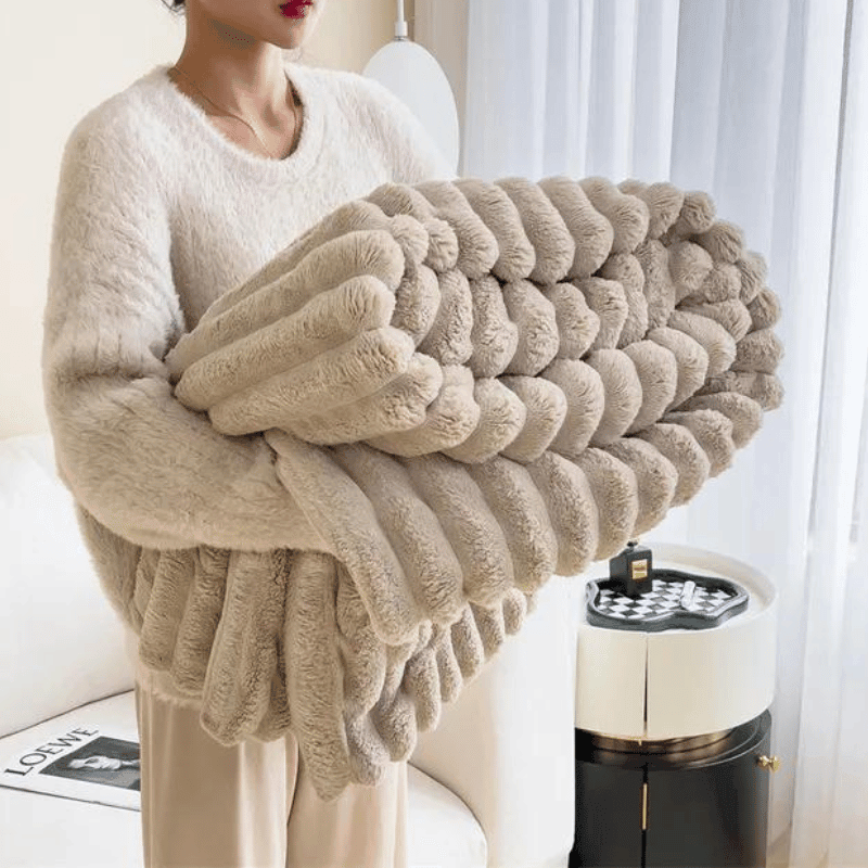 Gerippte Plüsch Chenille Wurfdecke