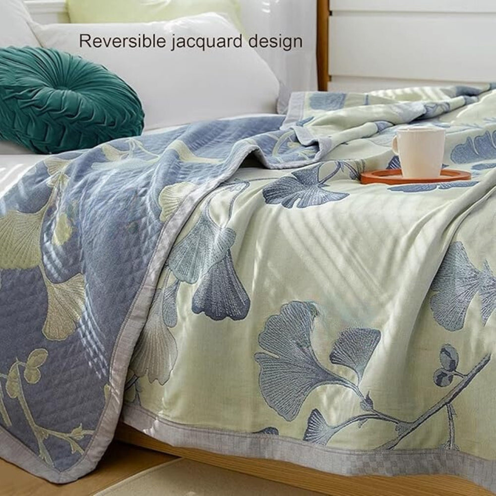 Reversible Ginkgo Leaf Baumwolldecke