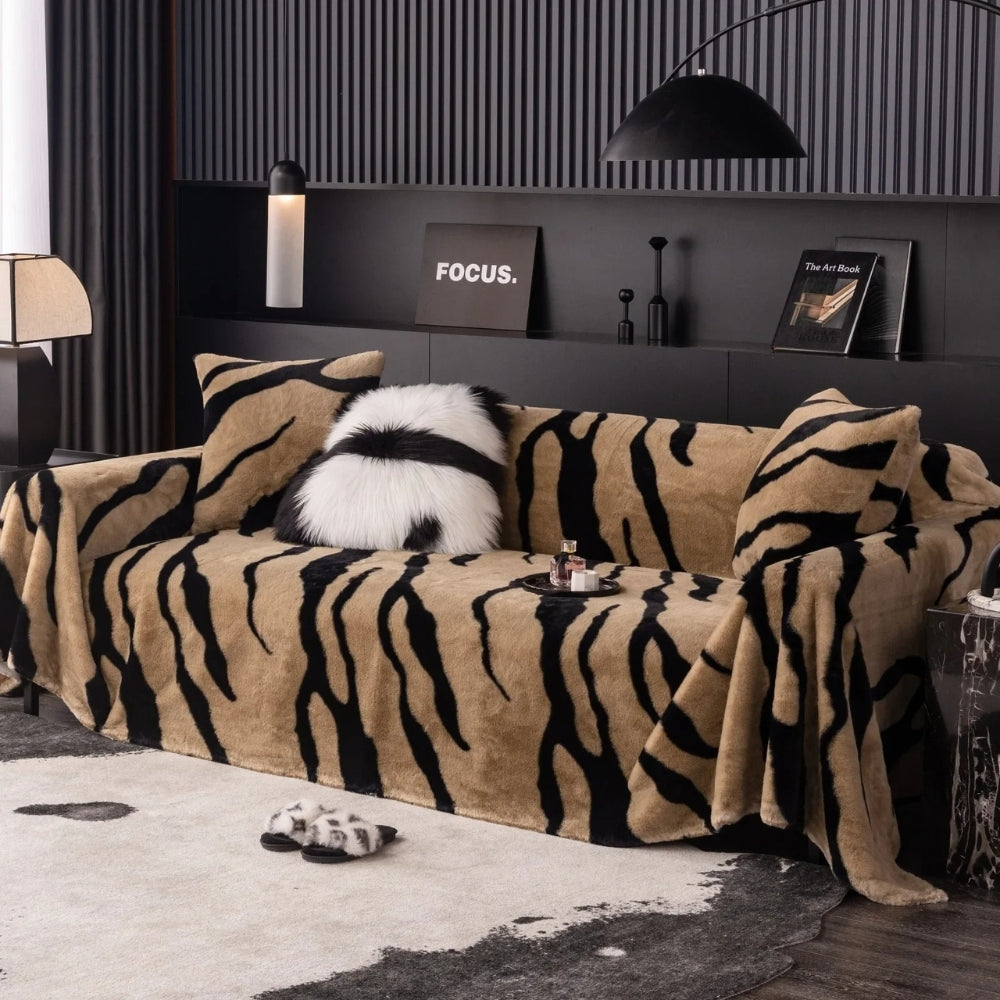 Wild Stripes Zebra Fleece Sofa Bezug