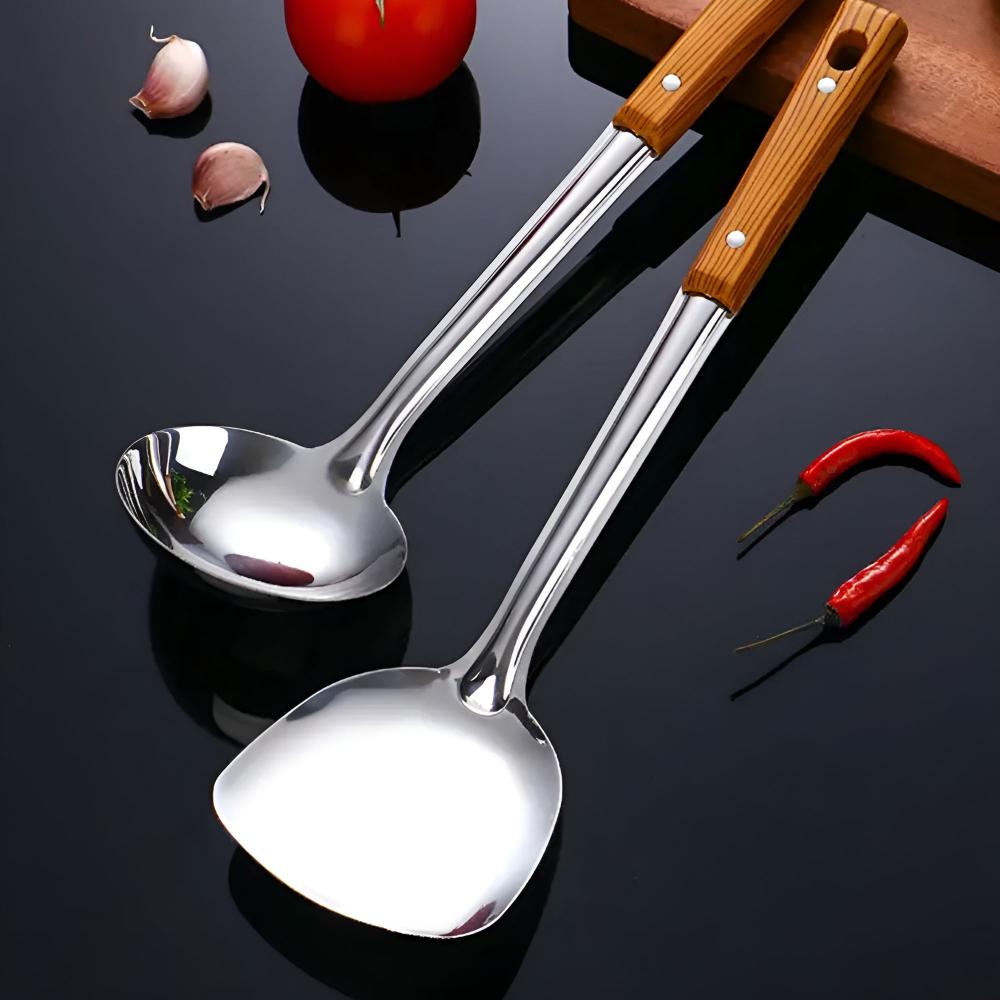 Chefévo – Luxuriöses Küchen-Set aus Edelstahl mit Holzgriff
