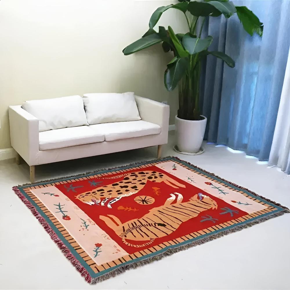 Leopard gewebte Quasten-Decke
