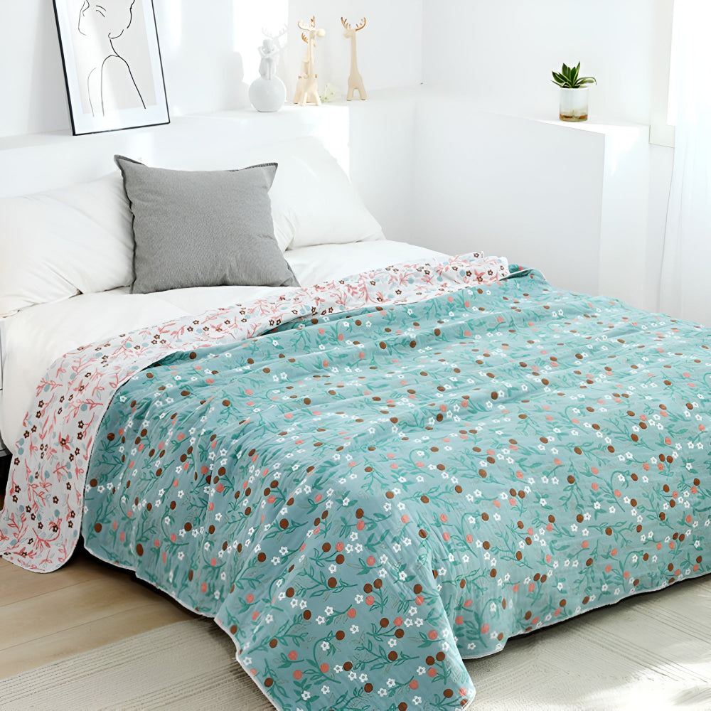 Blattiger floraler Baumwoll-Gaze-Decke