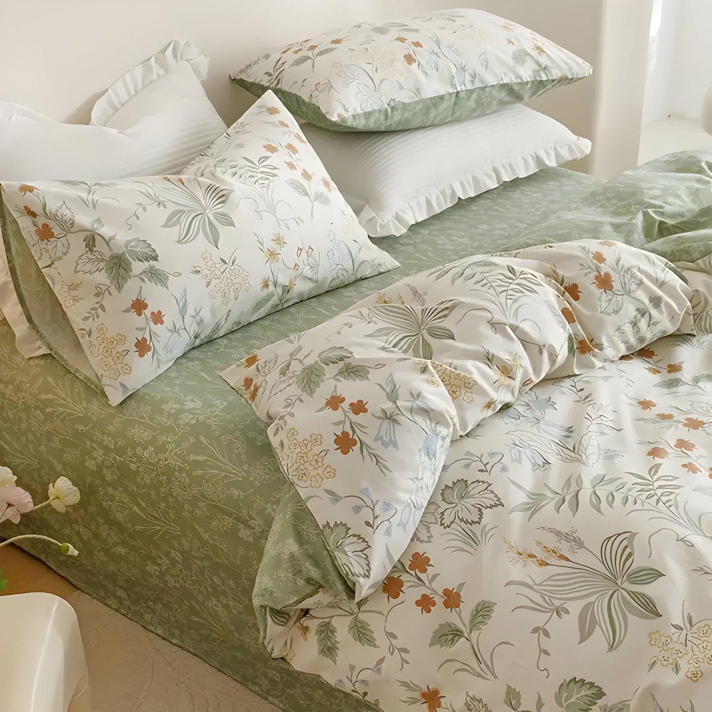 Garduru Bettdecken-Set - 3-teiliger Floral-Bettdeckenbezug