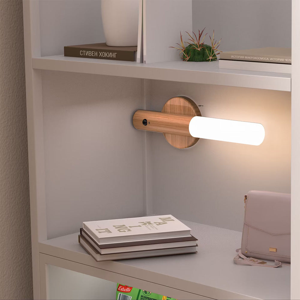 Wandleuchte LED Bewegungsmelder Holzbasislampe