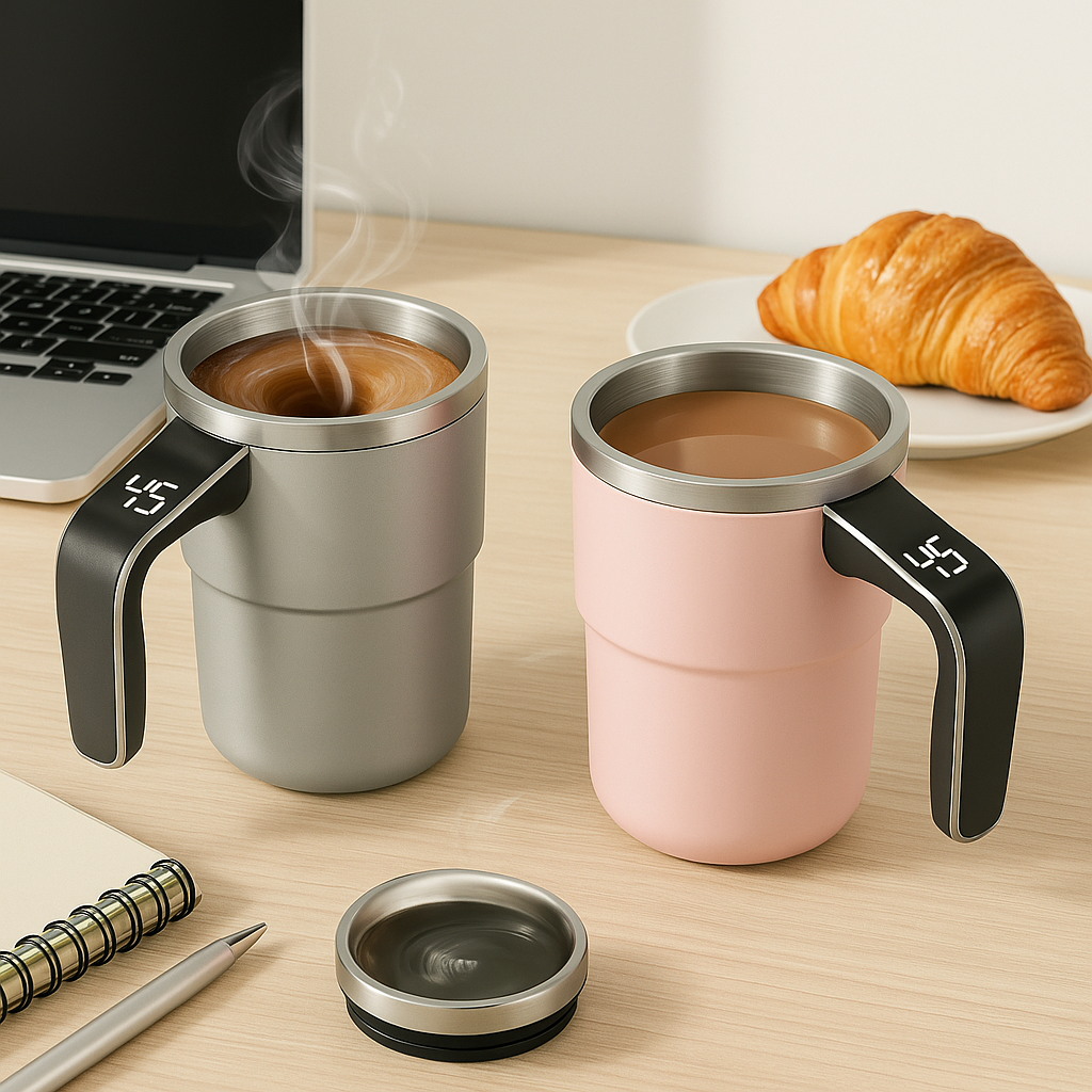 Kaffeetasse Selbstrührend mit Temperaturanzeige