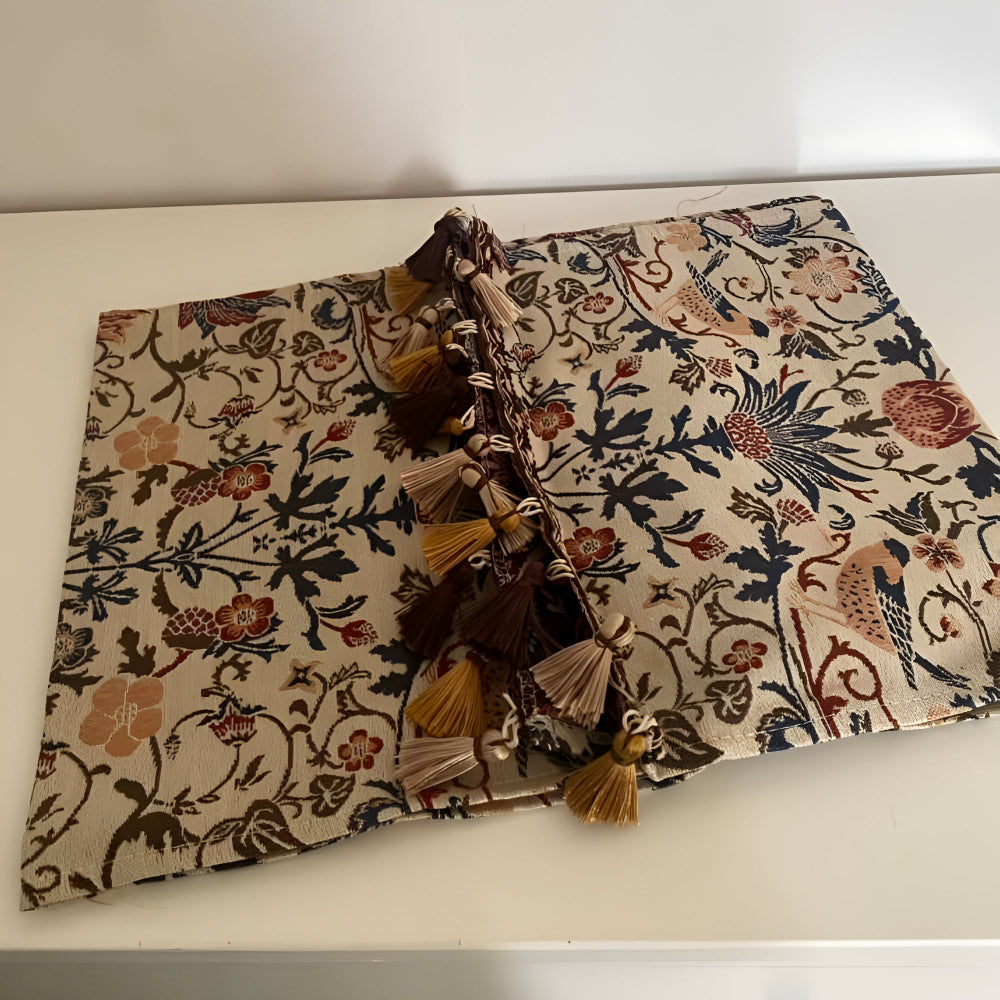 Vintage Floral & Bird Jacquard Tischläufer