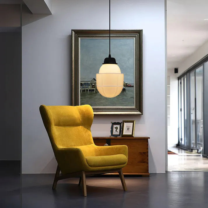 Garduru Weiß Milchglas Geometrische Jar Pendelleuchte