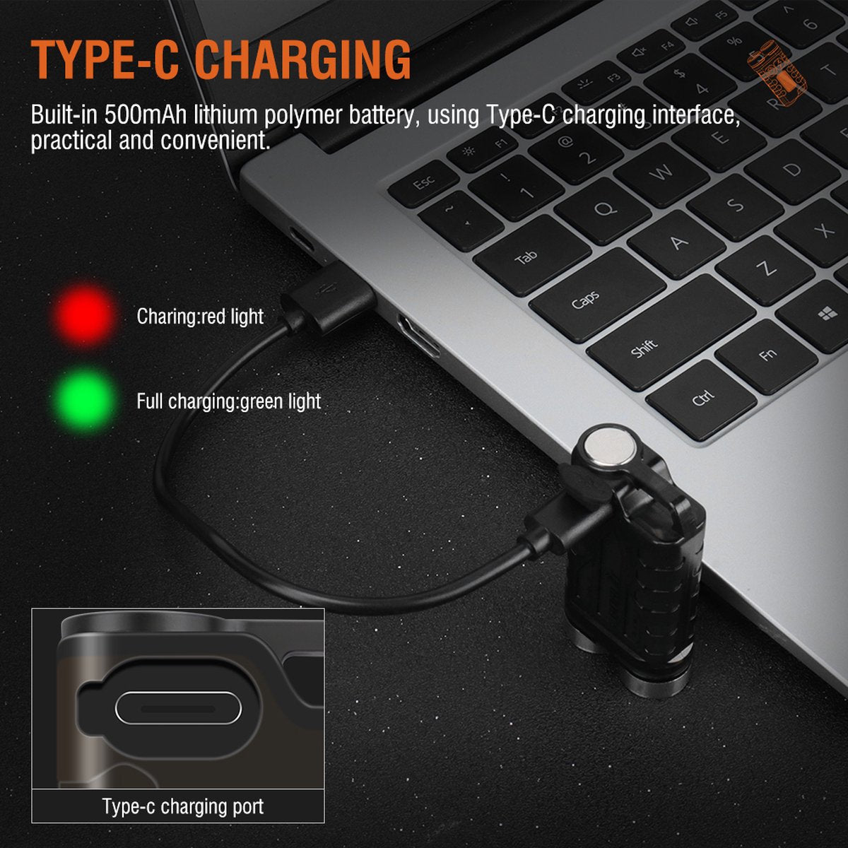 Garduru-Taschenlampe 900 Lumen - USB C - 12 Lichtmodi