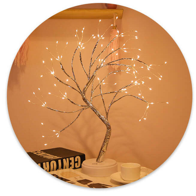 LED Tischlampe mit bunten Baumlichtern