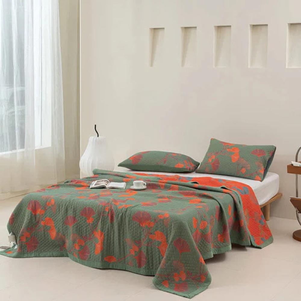 Ginkgo Orange Leaf Floral Pattern Decke