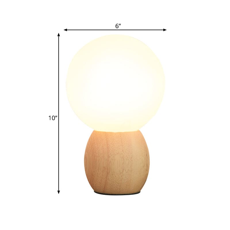 Elegante Nachttischlampe mit Holzfuß und Glasschirm | GlowLuxury