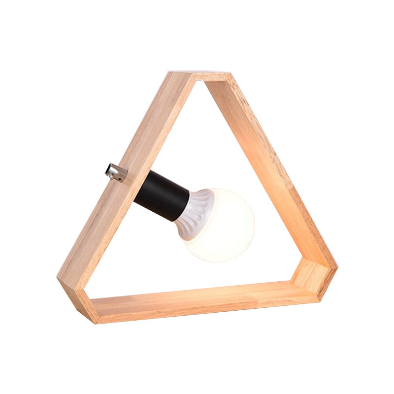 1 Kopf Schlafzimmer Tischlampe Einfachheit Beige Nachtlicht mit dreieckigem Holzrahmen