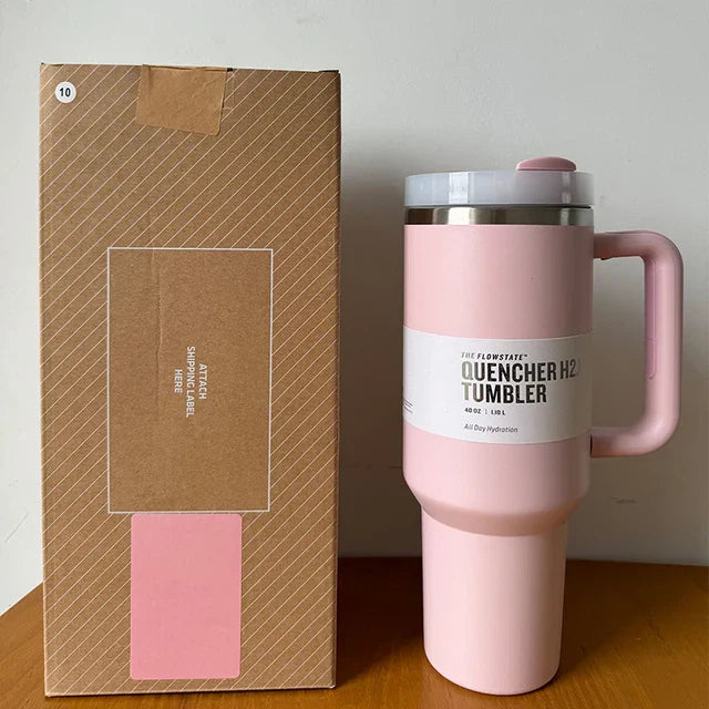 40 Oz Isolierter Edelstahl Reisebecher mit Henkel, Auslaufsicherem Deckel & Strohhalm