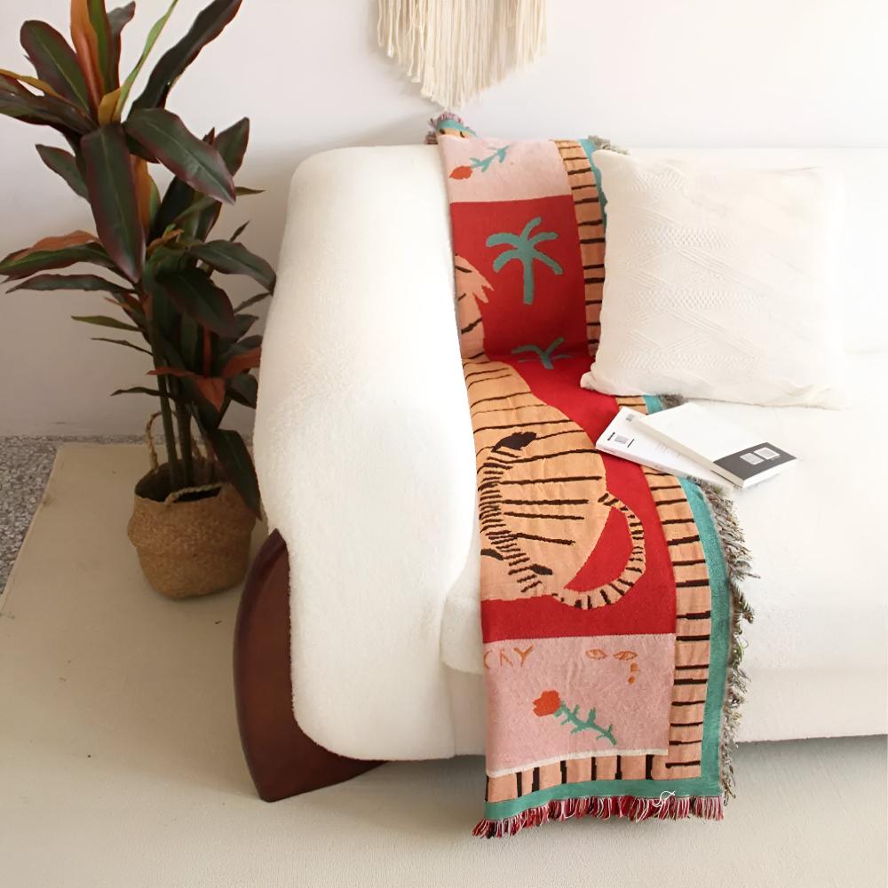 Leopard gewebte Quasten-Decke