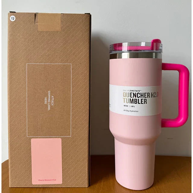 40 Oz Isolierter Edelstahl Reisebecher mit Henkel, Auslaufsicherem Deckel & Strohhalm