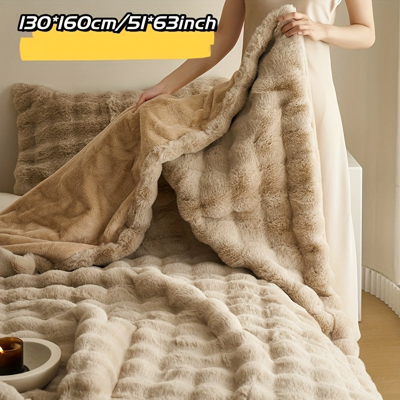 Garduru Fleece-Decke aus Faux Kaninchenfell – Weich, Warm & Vielseitig für Alle Jahreszeiten