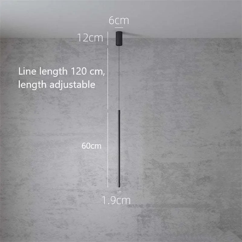 Pendelleuchte Slim Schwarz Metall Schlafzimmerlampe